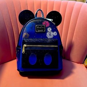 Mickey Mouse Main Attraction Castle Fireworks Loungefly Backpack